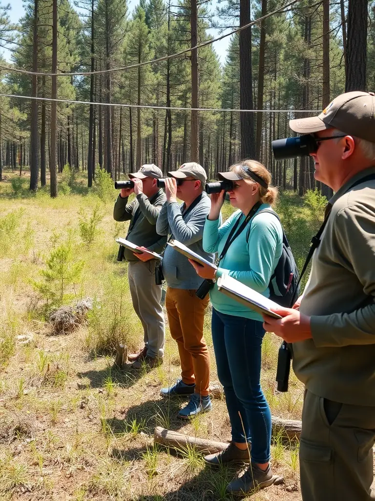 A photograph showing ACCA members conducting a wildlife census in the Puyrolland area, highlighting their role in ecological monitoring and conservation.