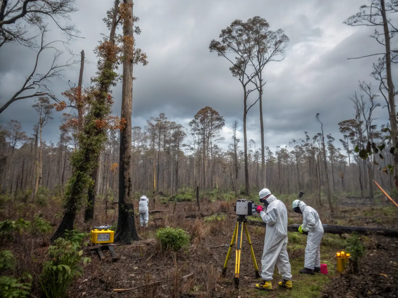 A photograph featuring ACCA members conducting ecological monitoring and data collection, emphasizing their dedication to scientific research and conservation efforts.