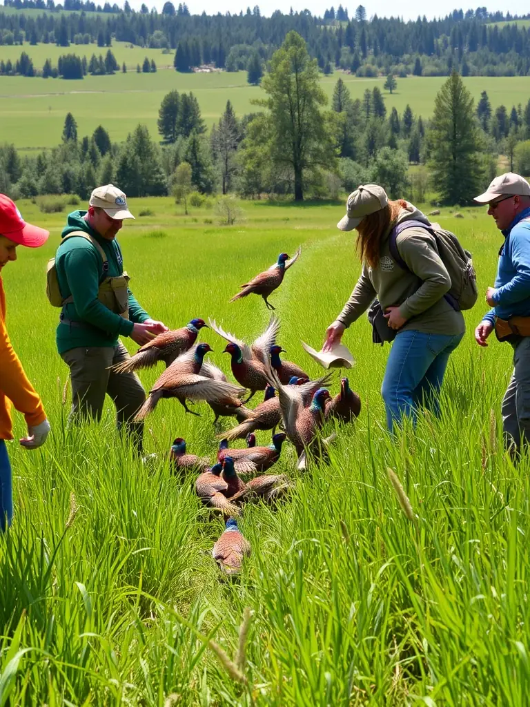 A photograph depicting ACCA members participating in a pheasant release program, showcasing their commitment to game management and biodiversity.