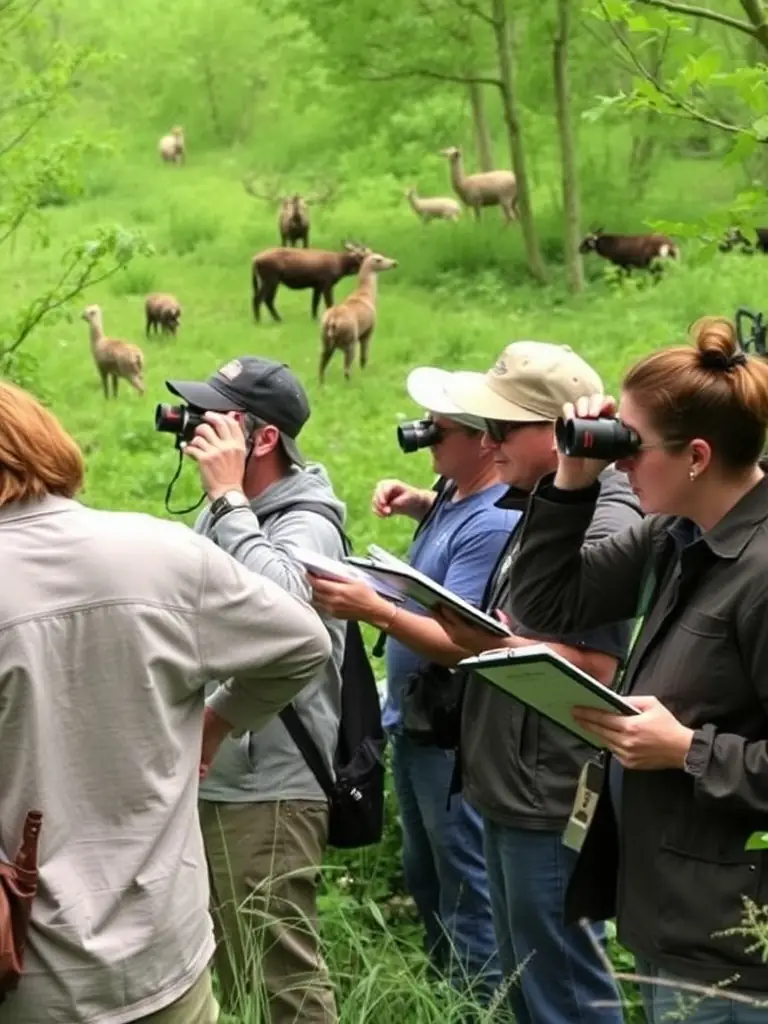 A photo of ACCA members conducting ecological monitoring, collecting data on wildlife populations and environmental health.