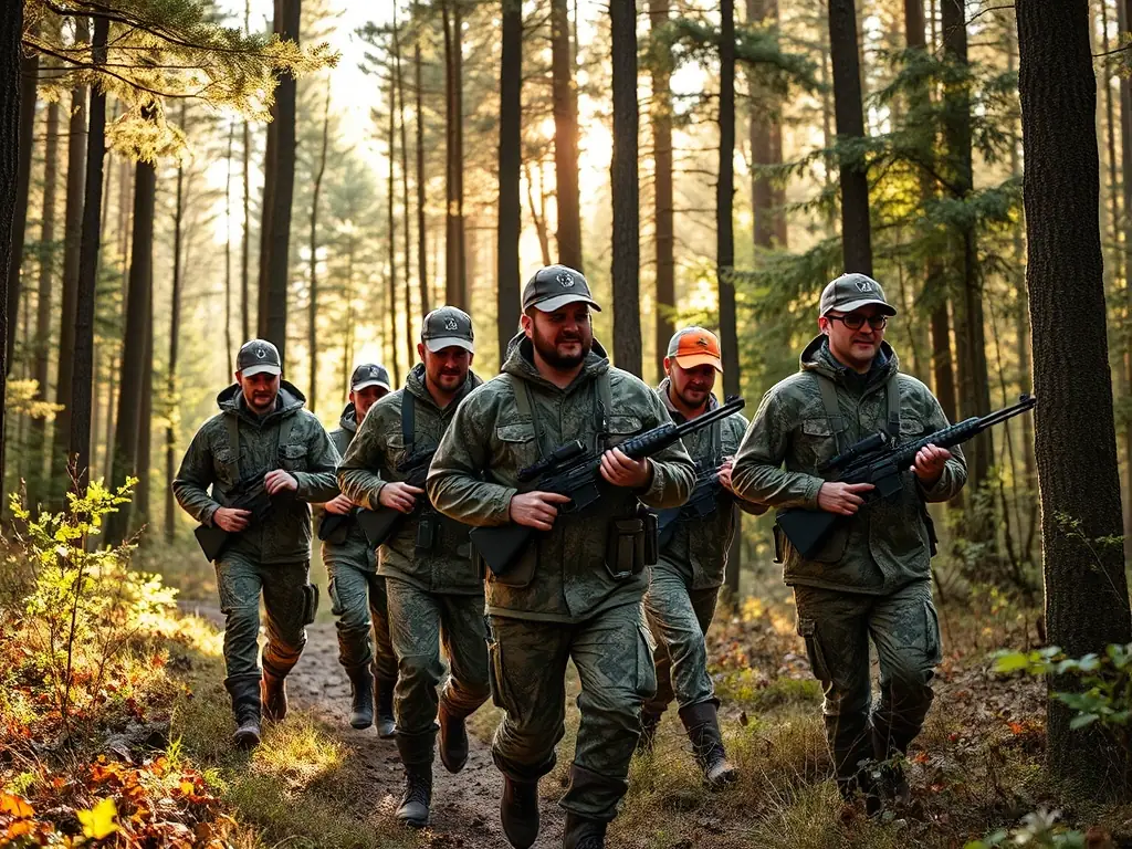 A photograph capturing a group of ACCA members participating in a controlled hunt, emphasizing responsible hunting practices and wildlife management.